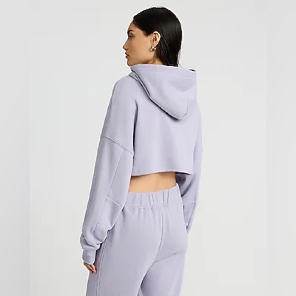 EXPRESS Shop Boxy Cropped Hoodie Lavender NWT Size L - Picture 2 of 5